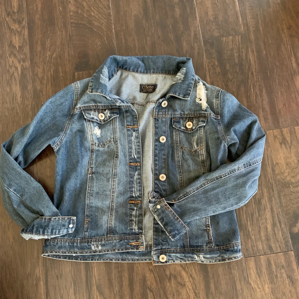 Distressed Denim Jean Jacket